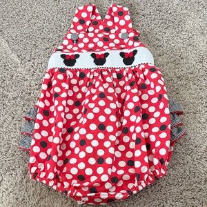 Classic Whimsy Minnie Mouse Bubble Smocked Onesie